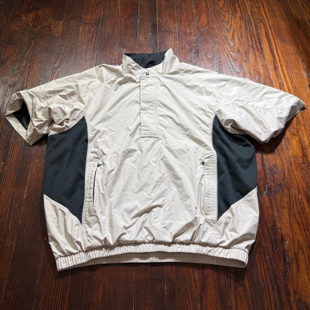 DryJoys FootJoy Jacket Mens XL Tan Short Sleeve Wind Rain Golf Pullover